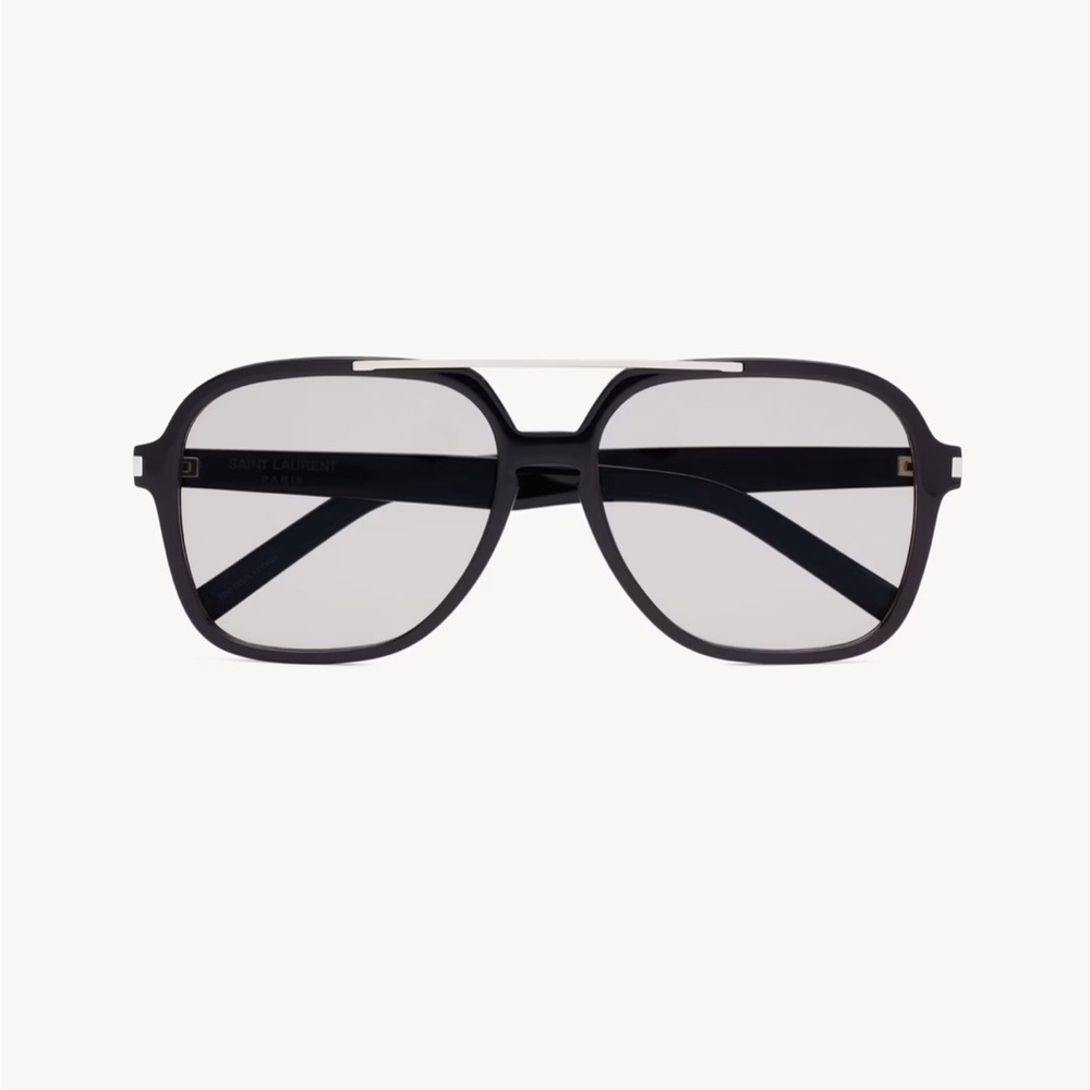 Yves Saint Laurent Black Geometric Aviator Sunglasses